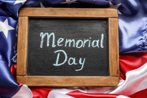 Chalkboard Text Memorial Day Usa Flag — Stock Photo, Image