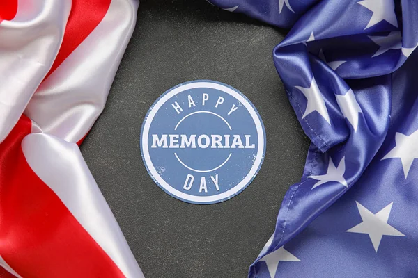 Paper Sheet Text Memorial Day Usa Flag Dark Background — Stock Photo, Image