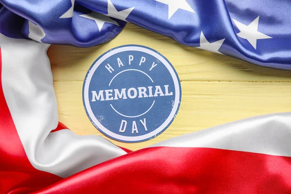 Paper Sheet Text Memorial Day Usa Flag Color Wooden Background — Stock Photo, Image