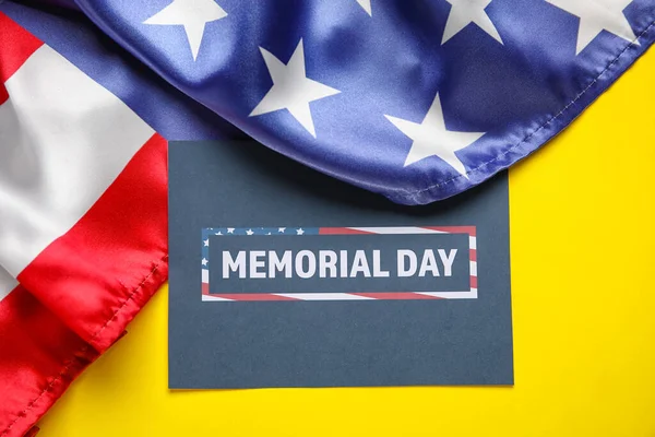 Paper Sheet Text Memorial Day Usa Flag Color Background — Stock Photo, Image