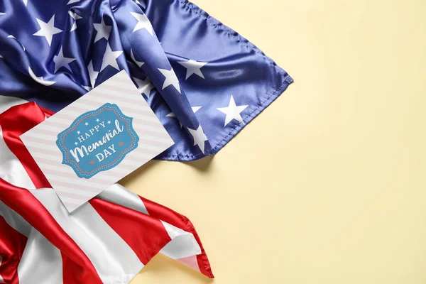 Papierbogen Mit Text Memorial Day Und Usa Flagge Auf Hellem — Stockfoto