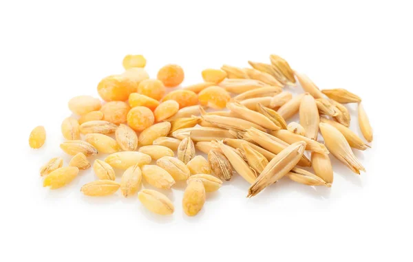 Heap Different Cereals Legumes White Background — Stock Photo, Image