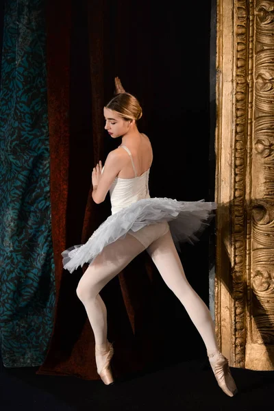 Красивая Молодая Балерина Кулисами Театра — стоковое фото