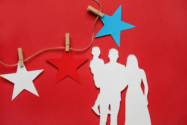Figure Family Stars Colors Usa Flag Color Background — Stock Photo, Image