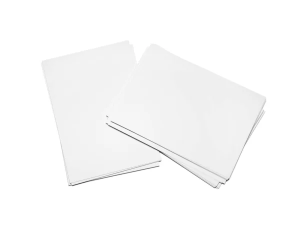 Folhas Papel Branco Sobre Fundo Branco — Fotografia de Stock