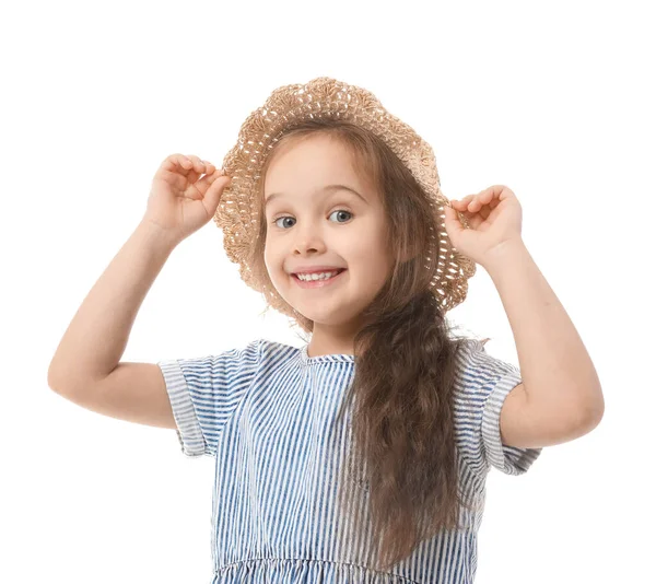 Elegante Bambina Sfondo Bianco — Foto Stock