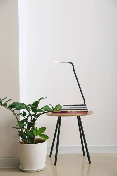 Table Modern Lamp Houseplant Light Wall Room — Stock Photo, Image