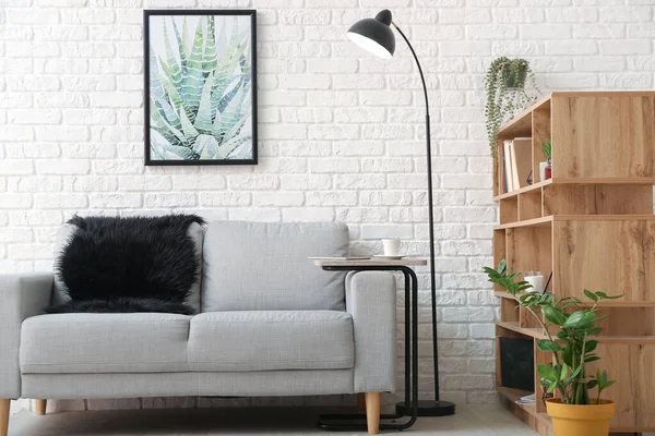 Interior Modern Living Room Lamp Sofa — Stock Photo, Image