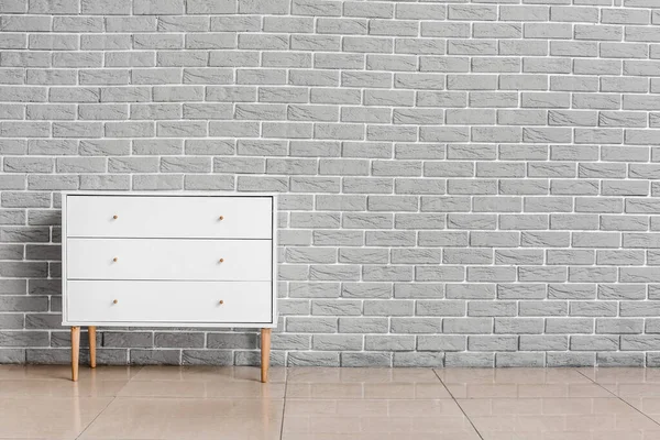 Modern Chest Drawers Brick Wall Room — Stock Photo, Image