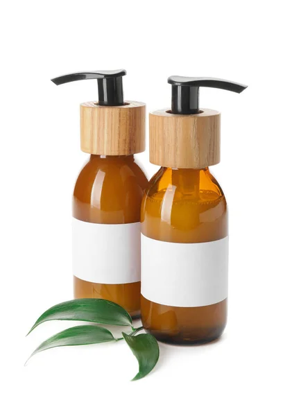 Bottles Natural Shampoo White Background — Stock Photo, Image