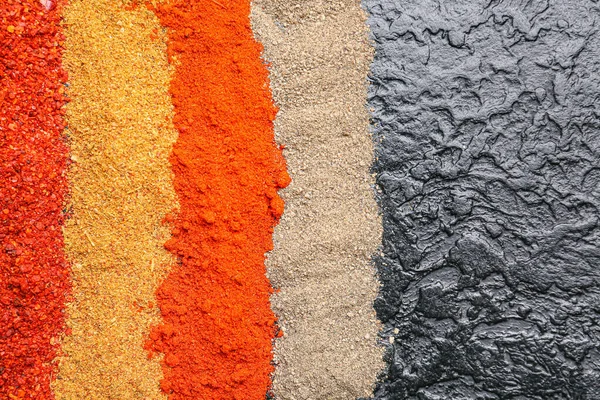 Different Spices Dark Background Closeup — Stock Photo, Image