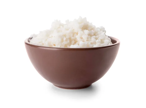 Beyaz Arka Planda Lezzetli Pirinçli Kase — Stok fotoğraf