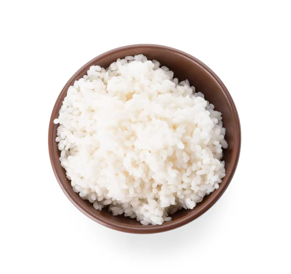 Beyaz Arka Planda Lezzetli Pirinçli Kase — Stok fotoğraf