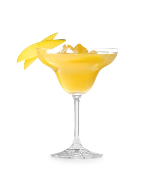 Bicchiere Gustoso Margarita Mango Sfondo Bianco — Foto Stock