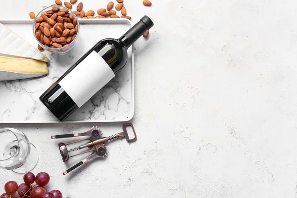 Composition Bottle Wine Grunge Background — Stock Photo, Image