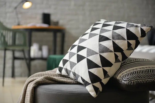 Pillows Interior Modern Bedroom Closeup — Stock Photo, Image