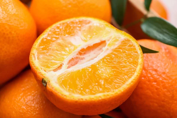 Many Sweet Juicy Tangerines Closeup — Stock Photo, Image