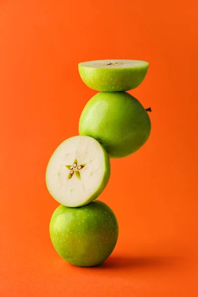 Composition Green Apples Color Background — Stock Photo, Image