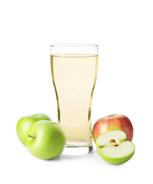 Vaso Sidra Manzana Sobre Fondo Blanco — Foto de Stock