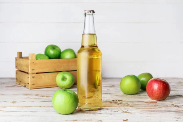 Bottle Apple Cider Table — Stock Photo, Image