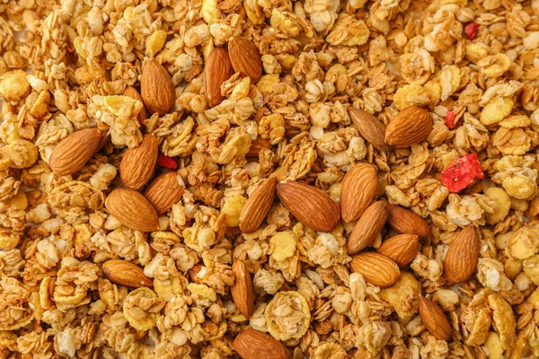 Tasty Granola Almonds Background — Stock Photo, Image