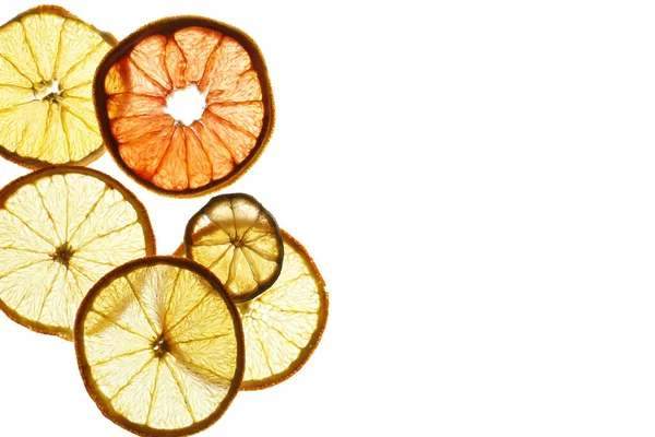 Dried Citrus Fruits White Background — Stock Photo, Image