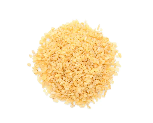 Heap Dry Bulgur White Background — Stock Photo, Image