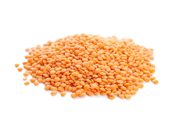 Heap Dry Red Lentils White Background — Stock Photo, Image