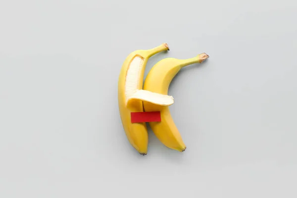 Fresh Bananas Grey Background Erotic Concept — Stock Photo, Image