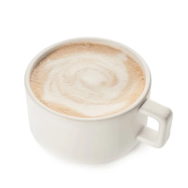 白底热卡布奇诺咖啡杯 — 图库照片