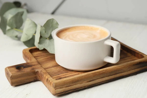 Cup Hot Cappuccino Coffee Table — Stock Photo, Image