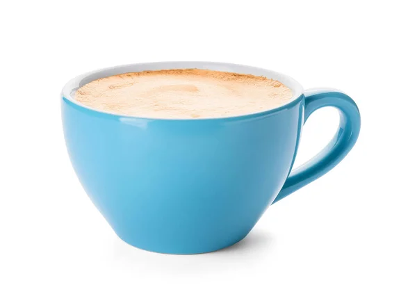 Xícara Café Cappuccino Quente Fundo Branco — Fotografia de Stock