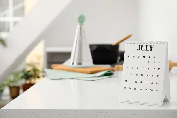 Flip Paper Calendar Table Kitchen — Stock Photo, Image