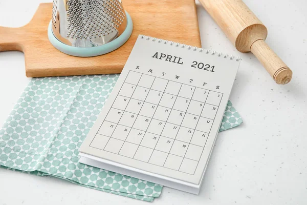 Flip Papper Kalender Med Redskap Bordet — Stockfoto