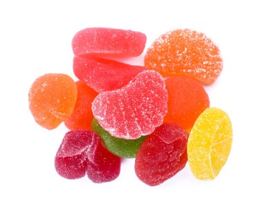 Beyaz arkaplanda jöle şekerler