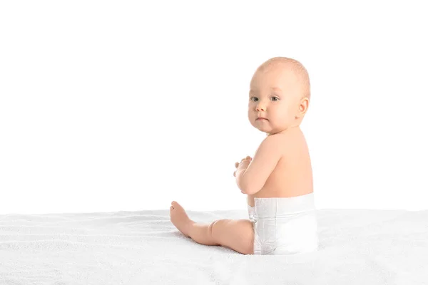 Mignon Petit Bébé Sur Fond Blanc — Photo