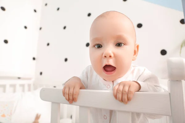 Cute Little Baby Crib Closeup — Stock Photo, Image