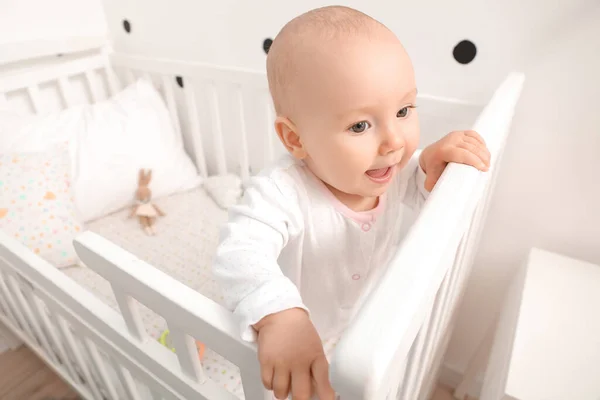 Cute Little Baby Crib Home — Stock Photo, Image