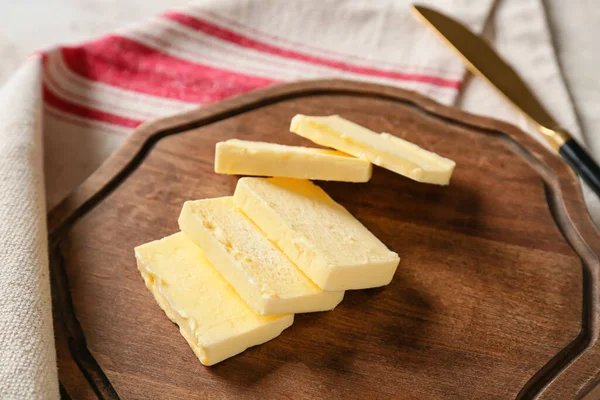 Fresh Butter Wooden Board Closeup — Stock Photo, Image