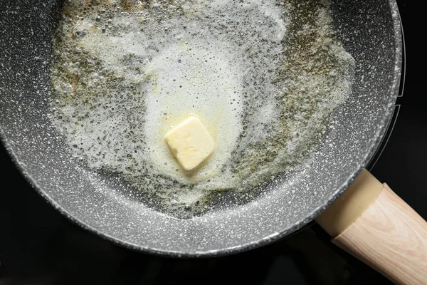 Melted Butter Frying Pan Closeup — Stock Photo, Image