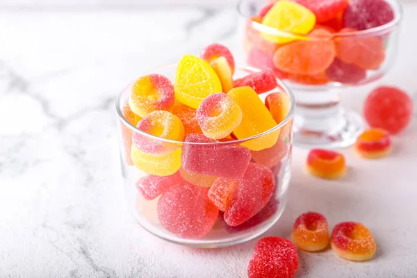 Bowls Jelly Candies Light Background — Stock Photo, Image