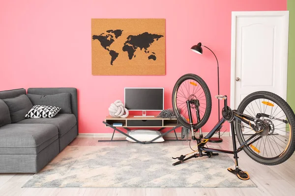 Modern Bicycle Interior Living Room — Stock Photo, Image