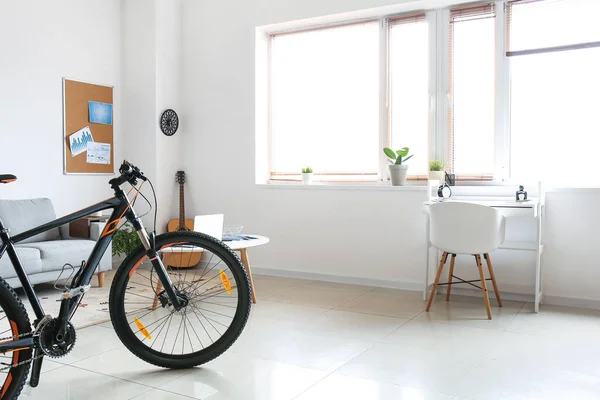 Interior Modern Living Room Bicycle — Stock Photo, Image