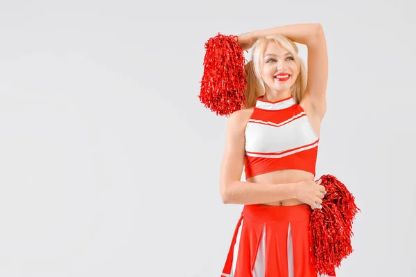 Beautiful Cheerleader Light Background — Stock Photo, Image