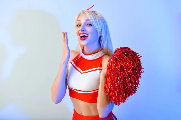 Vacker Cheerleader Färg Bakgrund — Stockfoto