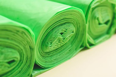 Çöp torbaları, yakın çekim.