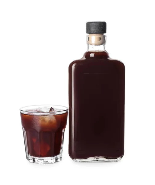 Bottle Glass Cold Brew White Background — Stock Photo, Image