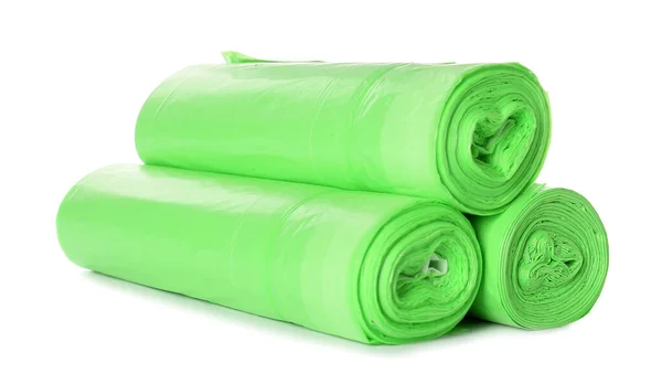 Rolls Garbage Bags White Background — Stock Photo, Image