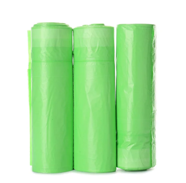 Rolls Garbage Bags White Background — Stock Photo, Image