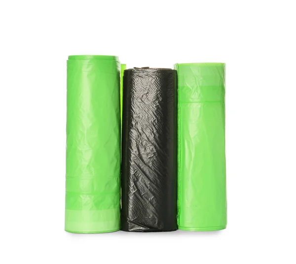 Rolls Garbage Bags White Background — Stock Photo, Image